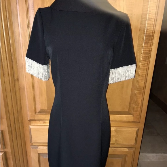 Trina Turk Rhinestone Fringe Sleeve Dress - Picture 2 of 8